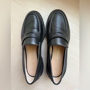 Stuart Weitzman Palmer Black Leather Loafer Sz 8